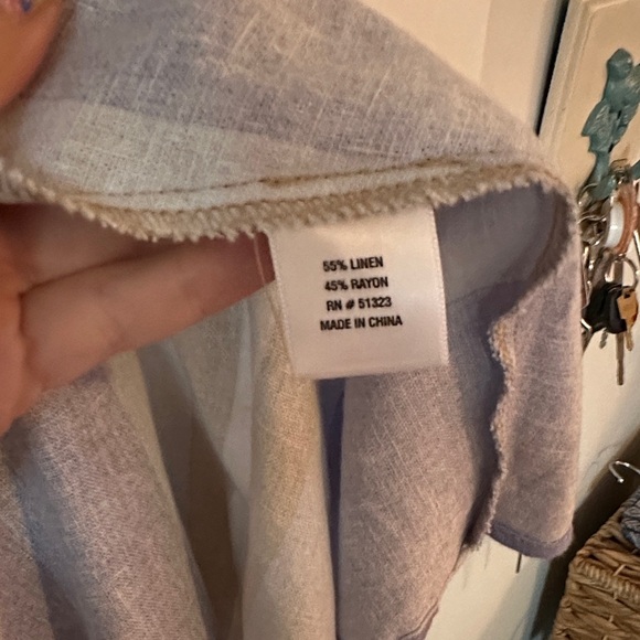 1. STATE | Linen Striped Sleeveless Swing Dress Mother of Pearl Button Up - Picture 9 of 14